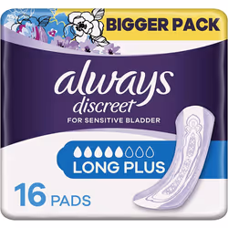 Always Discreet Long Sanitary Pads, 16 each