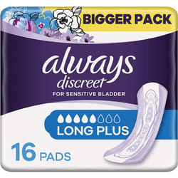 Always Discreet Long Sanitary Pads, 16 each