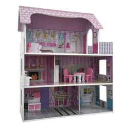 Oypla Childrens Kids Wooden Dolls House Playset with 9pcs Furniture and Accessories