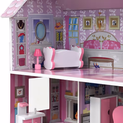 Oypla Childrens Kids Wooden Dolls House Playset with 9pcs Furniture and Accessories