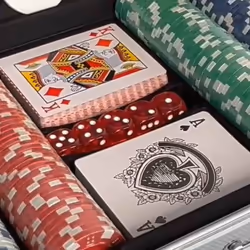 Oypla Poker Set - 300 Piece Texas Hold Em Complete With Chips, Cards, Dice, And Casino Style Case