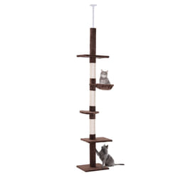 PawHut Floor to Ceiling Cat Tree for Indoor Cats 5-Tier Kitty Tower Brown