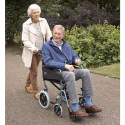 Days Escape Wheelchair Lite, Lightweight with Folding Frame, Mobility Aids, Comfort Travel Chair with Removable Footrests, Standard Size, Silver Blue