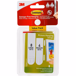 3M Command Picture Hanging Strips â Removable Hanging Strips for Large Picture Frames â Value Pack - 4 Pairs (Medium), 8 Pa ...