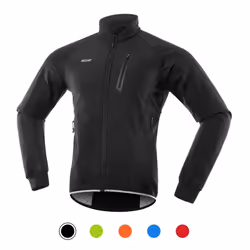 Men Cycling Jacket Waterproof Windproof Thermal Fleece Bike Jersey MTB Bicycle Riding Running - black, S
