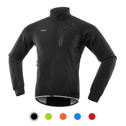 Men Cycling Jacket Waterproof Windproof Thermal Fleece Bike Jersey MTB Bicycle Riding Running - black, S