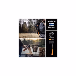 Chopping Axe S X10, Storage and Carrying Case Included, Length: 44 cm, Non-Stick Coating, High Steel Blade/Fibreglass Handle, Black/Orange, 1015619