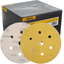 Mirka Gold Hook-It DA Sanding Discs  150mm 6" 120 Grit 6+1 Hole Sander Pads