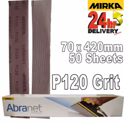 Mirka Abranet 70x420mm P120 Grit 50x HookNLoop Dust Free Sanding Abrasive Strips