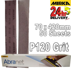 Mirka Abranet 70x420mm P120 Grit 50x HookNLoop Dust Free Sanding Abrasive Strips