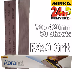 Mirka Abranet 70x420mm P240 Grit 50x HookNLoop Dust Free Sanding Abrasive Strips