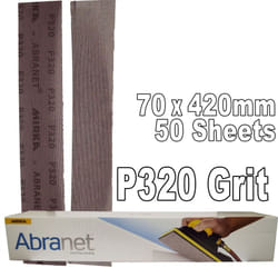 Mirka Abranet 70x420mm P320 Grit 50x HookNLoop Dust Free Sanding Abrasive Strips