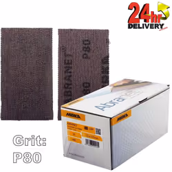 Mirka Abranet 70x125mm P80 Grit 50x HookNLoop Dust Free Sanding Abrasive Strips