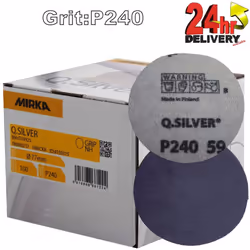 Mirka Q.Silver 77mm (3") P240 Grit 100x Plain HookNLoop Sanding Discs