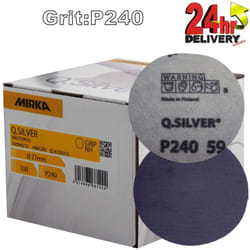 Mirka Q.Silver 77mm (3") P240 Grit 100x Plain HookNLoop Sanding Discs