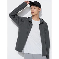 Uniqlo Japan Ultra Stretch Dry Ex Full Zip Hoodie  Long Sleeve - 08 DARK GRAY/L