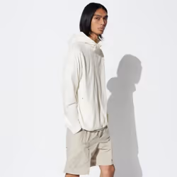 Uniqlo Japan Ultra Stretch Dry Ex Full Zip Hoodie  Long Sleeve - 01 OFF WHITE/L
