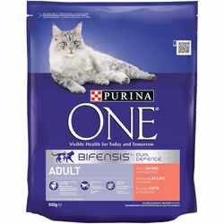 Purina ONE Adult Dry Cat Food Rich in Salmon 800g, Pack of 4