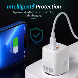 KUULAA 20W GaN USB C Charger Fast Charging Type C PD USB Charger For iPhone 14 13 12 11 Pro Max Samsung S20+ Huawei Xiaomi iPad - EU Plug Black
