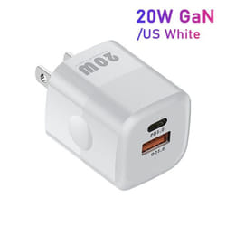 KUULAA 20W GaN USB C Charger Fast Charging Type C PD USB Charger For iPhone 14 13 12 11 Pro Max Samsung S20+ Huawei Xiaomi iPad - US Plug White