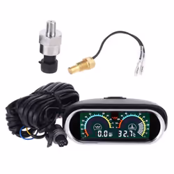 12v/24v Universal Truck Car Oil Pressure Gauge + Temperature 10mm 1/8 NPT Sensor