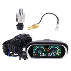 12v/24v Universal Truck Car Oil Pressure Gauge + Temperature 10mm 1/8 NPT Sensor