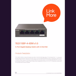 Tenda TEG1105P 5-Port PoE Switch 4x PoE 63W Power Gigabit Network