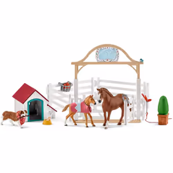 Schleich 42458 Club Hannah's Guest Horses with Ruby The Dog, Multicoloured