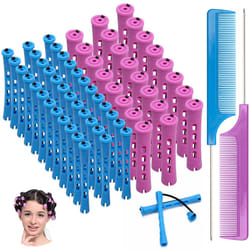 62 PCS Hair Perm Rods Set  Ahier 60 Short Cold Wave Rods Plastic Hair Curling Rollers Curlers 2 Size with 2 Stainless Steel Rat Tail Comb for Hairdres
