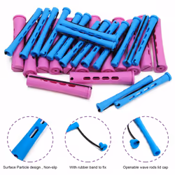 62 PCS Hair Perm Rods Set  Ahier 60 Short Cold Wave Rods Plastic Hair Curling Rollers Curlers 2 Size with 2 Stainless Steel Rat Tail Comb for Hairdres