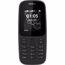 Nokia 105, Bar, Single SIM, 4.57 cm (1.8"), 128 x 160 pixels, 800 mAh, Black