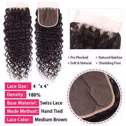 Alimog Water Wave Bundles with Closure Brazilian Virgin Hair Wet and Wavy Bundles with Lace Closure and Curly Bundles with Closure Human Hair Extensio