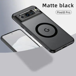 For Google Pixel 8 Pro 7 7A Magsafe Case Magnetic Wireless Charging Translucent Frosted Shockproof Acrylic Bumper Cover for P - black, for Pixel 8 pro
