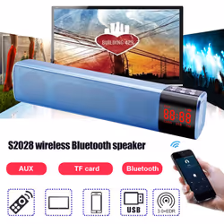 S2028 Wireless Stereo Subwoofer USB Sound Bar - Blue