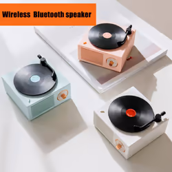 Mini Retro Vinyl Record Wireless AUX Music Player - Pink