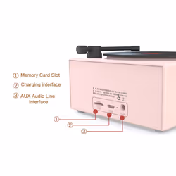 Mini Retro Vinyl Record Wireless AUX Music Player - Pink