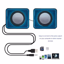 Mini Portable USB 2.0 Wired Music Loudspeaker for Desktop Computer PC - Blue