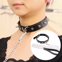 Women Faux Leather Chain Strap Bondage Choker Slave Cosplay Supplies