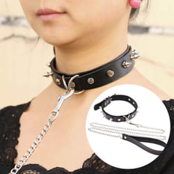 Women Faux Leather Chain Strap Bondage Choker Slave Cosplay Supplies