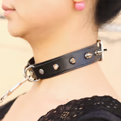 Women Faux Leather Chain Strap Bondage Choker Slave Cosplay Supplies