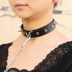 Women Faux Leather Chain Strap Bondage Choker Slave Cosplay Supplies