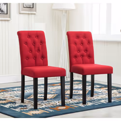 MCC2 x Dining Chairs Lined Fabric Chairs, Solid Wooden Legs home & restaurants - Red