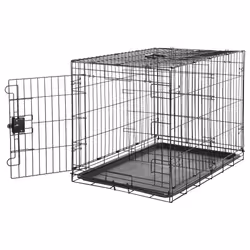 Amazon Basics Large Metal Dog Crate/Cage with Tray, Durable and Foldable Dog Cage with Single Door, Black, Large 91cm (36")