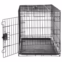Amazon Basics Large Metal Dog Crate/Cage with Tray, Durable and Foldable Dog Cage with Single Door, Black, Large 91cm (36")