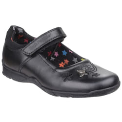 ) Hush Puppies Clare Senior Leather Girls's Black Shoes - Black, 4 (Adults'