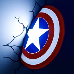 3D Light FX 816733002187 Marvel Captain America Shield 3D Wall Light, Red, White and Blue
