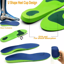 Plantar Fasciitis Orthotic Insoles Arch Support Shoe Inserts for Flat Feet Trimmable Full Length Orthopedic for Men and Women