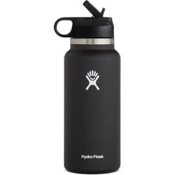 Water Bottle | Straw Lid  |  Outdoor Portable Insulated Cup - Black, 32oz