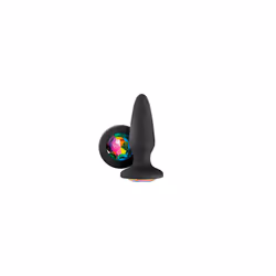 Glams Silicone Rainbow Gem Butt Plug Black