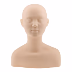 Soft Silicone Mannequin Manikin Head with Shoulder Bone Face Body Massage Training Eyelash - Brown